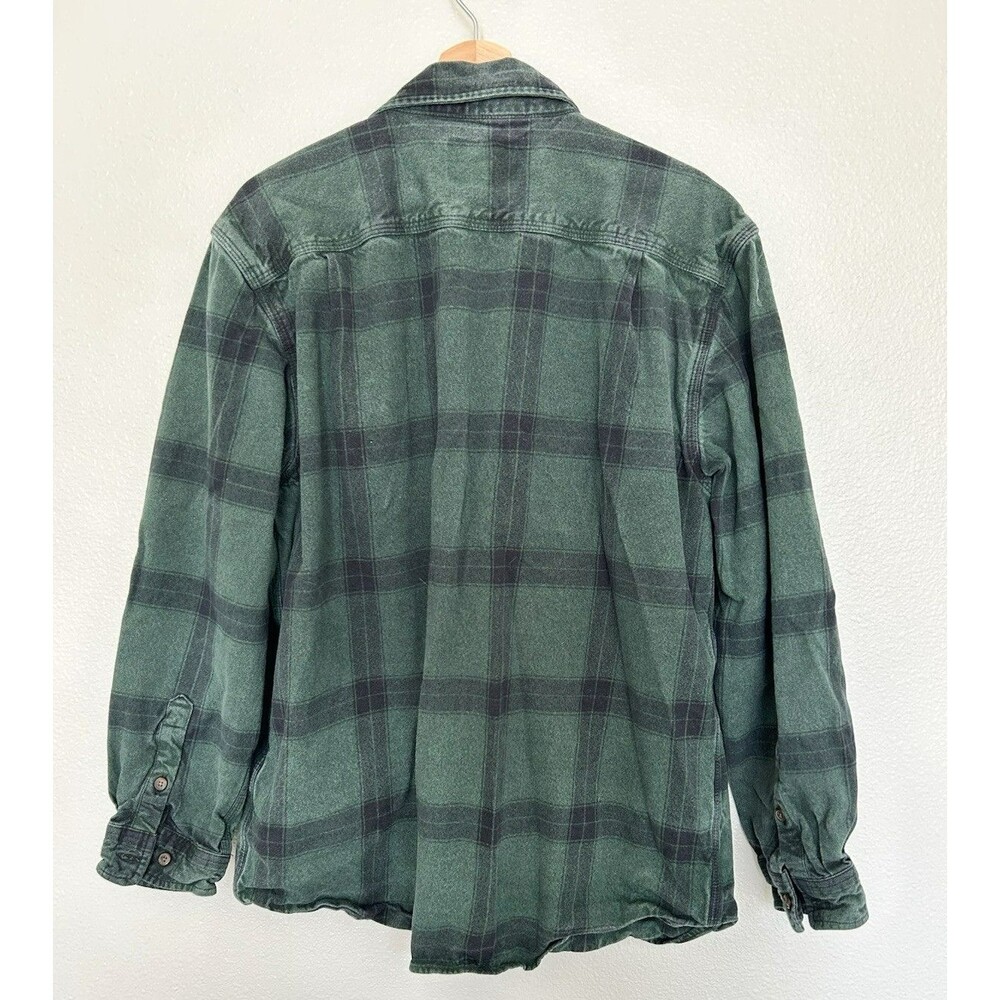 Carhartt Men's Size L Loose Fit Green Black Plaid Flannel Button Up Work Shirt - Picture 3 of 3